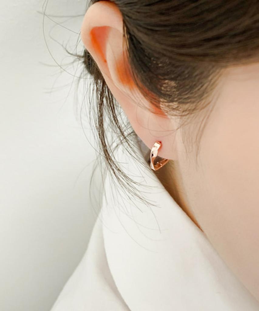 Alleun Silver 925 Square Twist One-Touch Ring Earrings