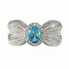 Sweet Light Luxury Sea Blue Zircon Super Flash Open Ring Niche High-End Feeling Stacking Wearing Colored Treasure Ring Woman