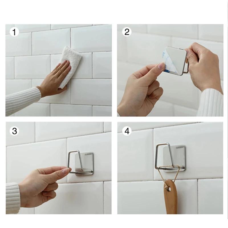 Kitchen Stainless Steel Sink Sponges Holder Self Adhesive Drain Drying Rack Kitchen Wall Hooks Accessories Storage Organizer
