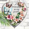 Wooden Welcome Sign with Heart-shaped - Rustic Decorative Plaque with Butterflies & Flowers Pattern - Ideal for Lawn, Cottage Decorations