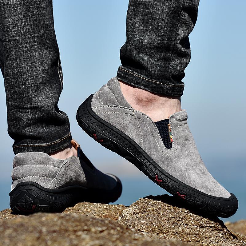 38-48 Casual Men's Shoes Retro British Style Leather Large Size Two-layer Pork Skin Driving Car Shoes