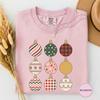 Christmas Bauble Ornament Grid Tshirt, Ornament Grid Christmas Tee, Vintage Bauble Shirt, Wordless Holiday Art, Christmas Gift