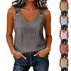 Women’s Sleeveless V Neck Striped Tank Top with Shoulder Relaxed Fit Lightweight Blouse for Summer