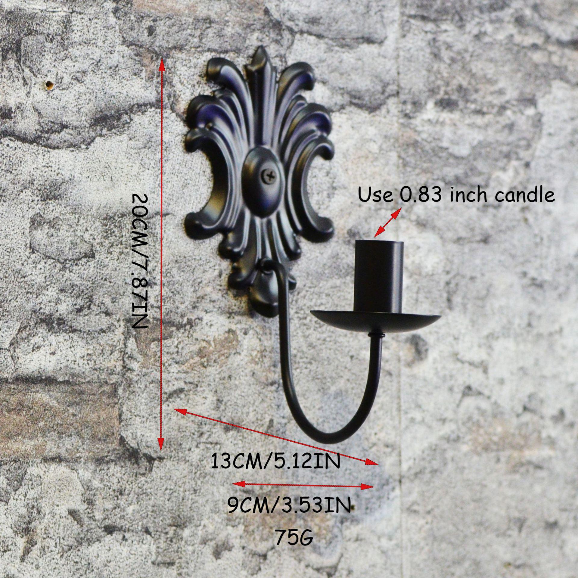 European Wrought Iron Wall-Mounted Retro Candlestick with Ethnic Patterns