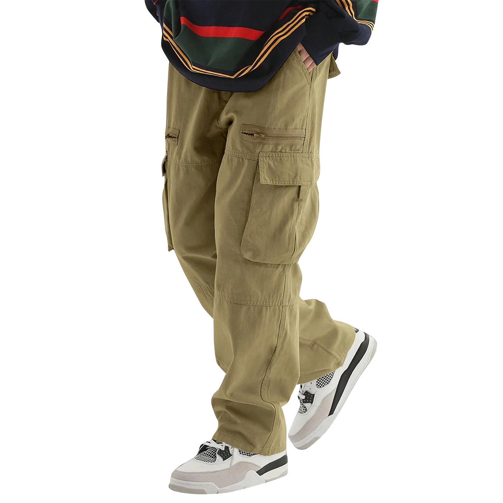 Casual Sports Pants Men s Loose Leggings Long Panel Fitness Running Training Pants S хаки