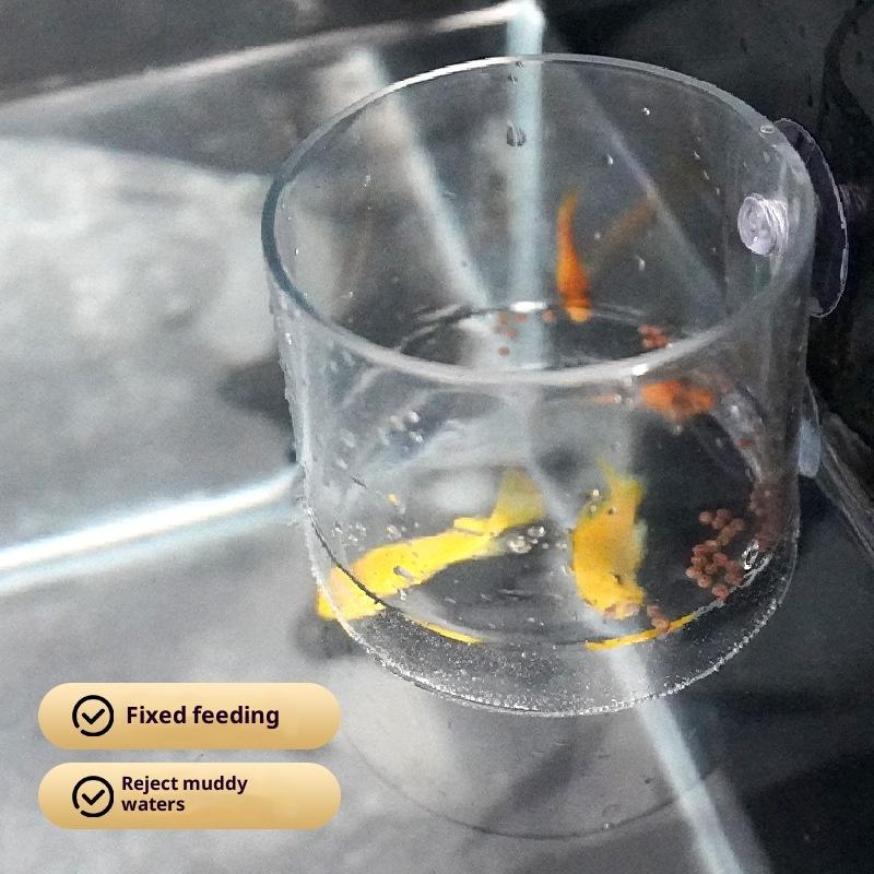1Pcs Acrylic Fish Tank Fixed Food Dispenser Wide Feeding Area Dispensing Tool Aquarium Fish Food Feeder With Suction Cup