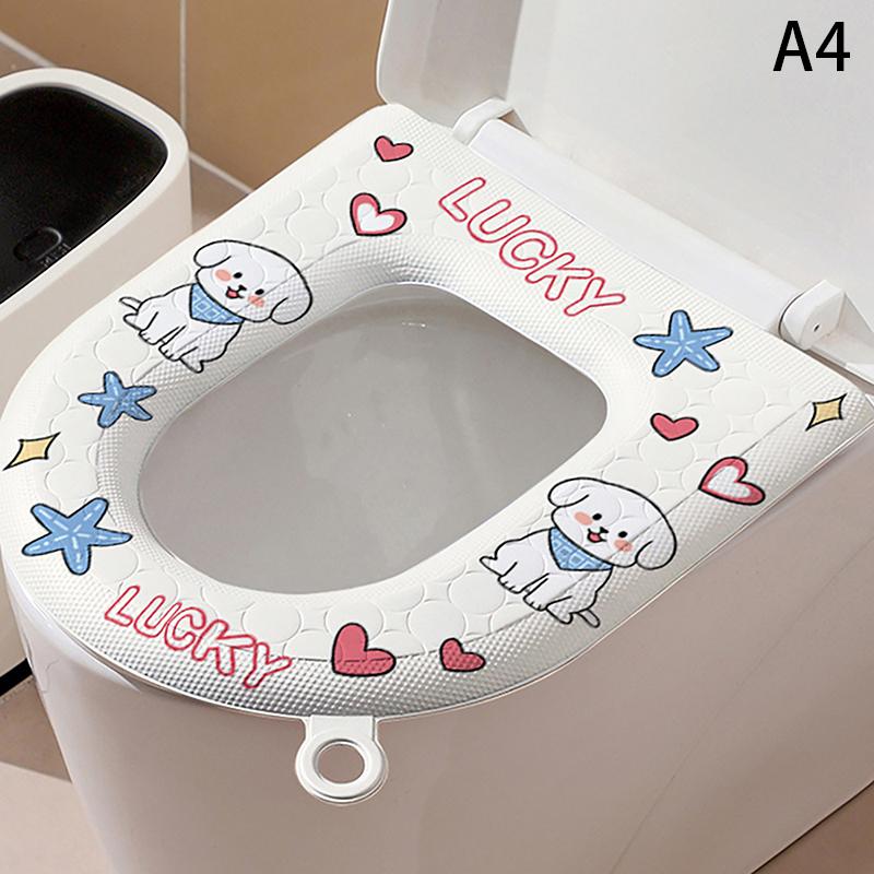 Cute Print Design Toilet Seat Cover Thickened Eva Toilet Seat Soft Durable Cartoon Pattern Toilet Seat For Bathroom For Toilet