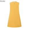 ZANZEA Women Casual Round Neck Solid Color Summer Sleeveless Dress