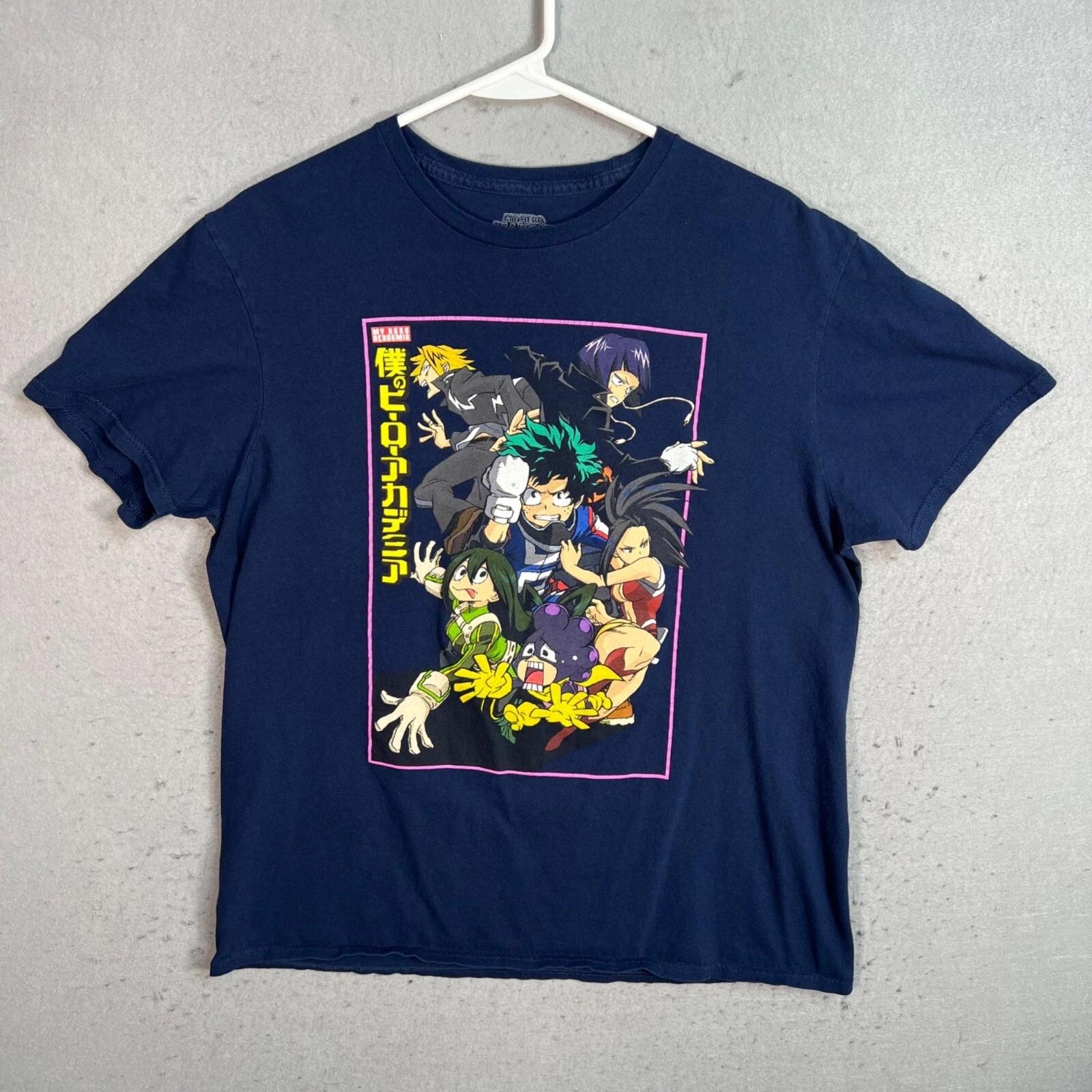 My Hero Academia Navy Blue Graphic T-Shirt Featuring Anime Characters Size Large XL