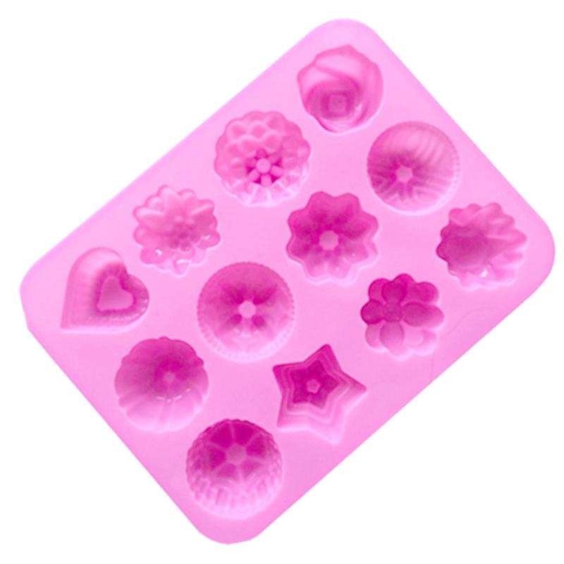 12 Flower-Shaped Silicone Cake Mold Cupcake Jelly Candy Chocolate Decoration Baking Tool Moulds