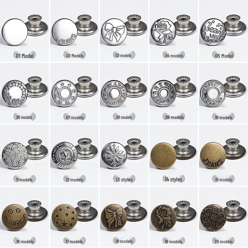 Antique Bronze Smooth Metal Tack Button for Jeans, Jackets & Dungarees with Engraving