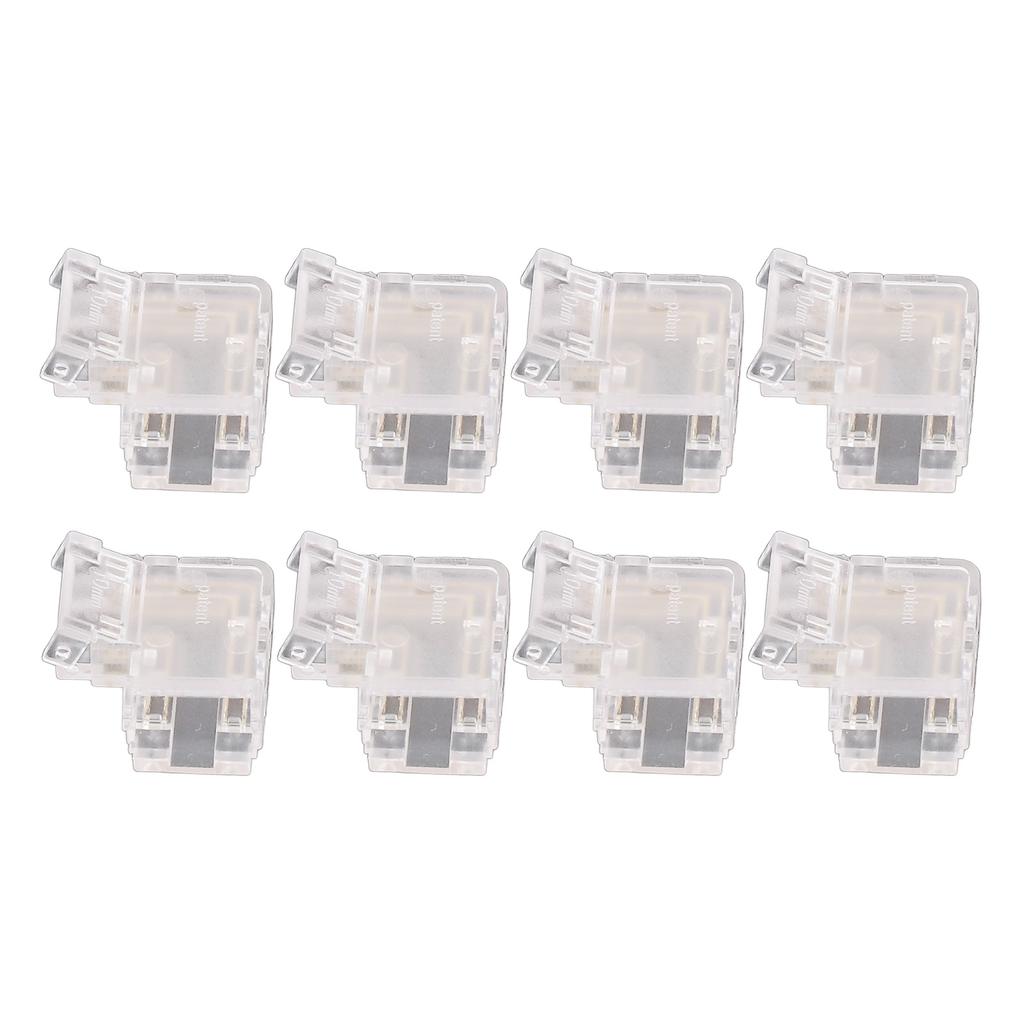 8PCS L Shaped LED Light Strip Connectors 4 Pin 10mm Transparent Gapless Solderless COB LED Adapter