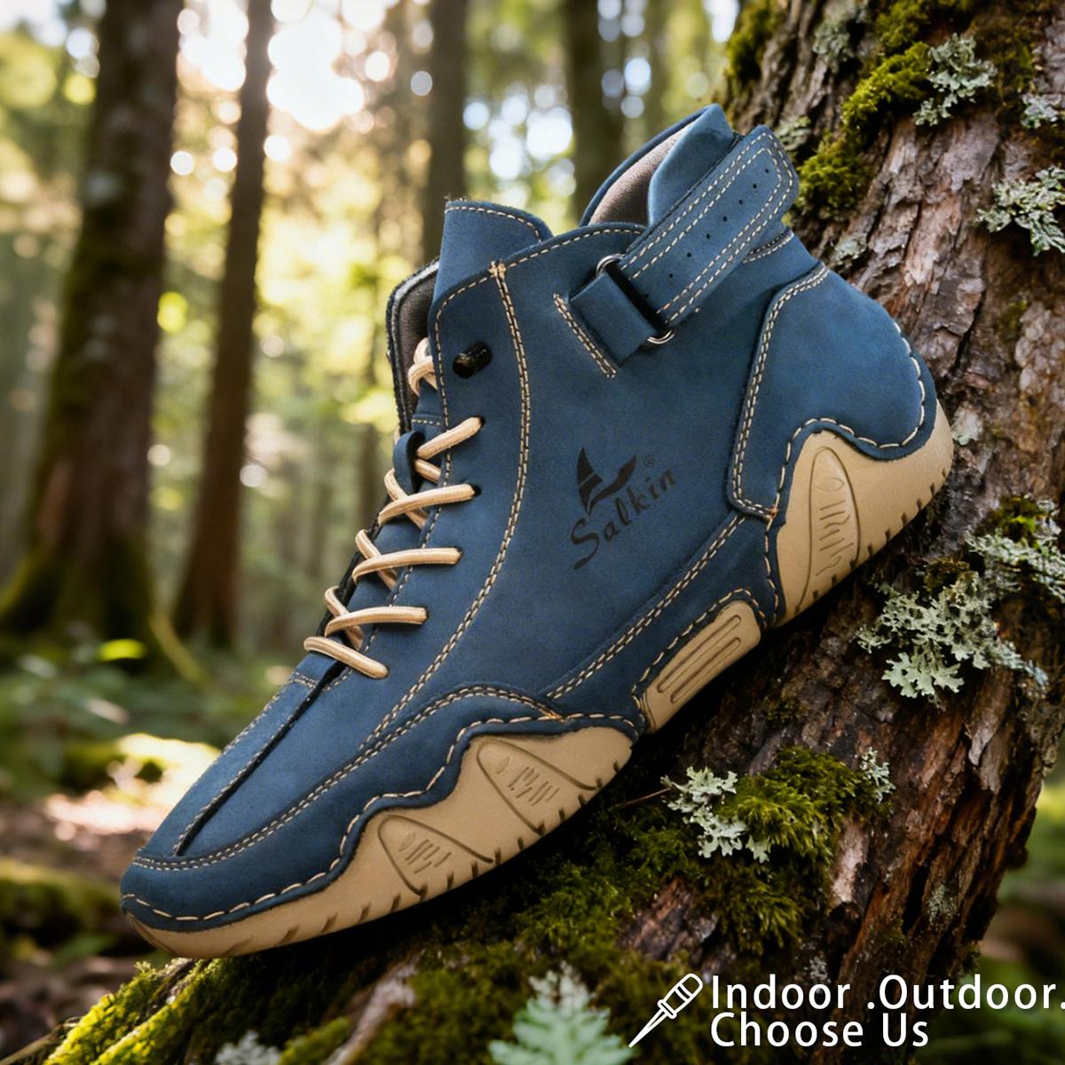 

Handmade Outdoor Men Boots Men Casual Leather Shoes Autumn Retro Breathable Casual Men s Sneakers White Lace Up Ankle Boots 39 синий