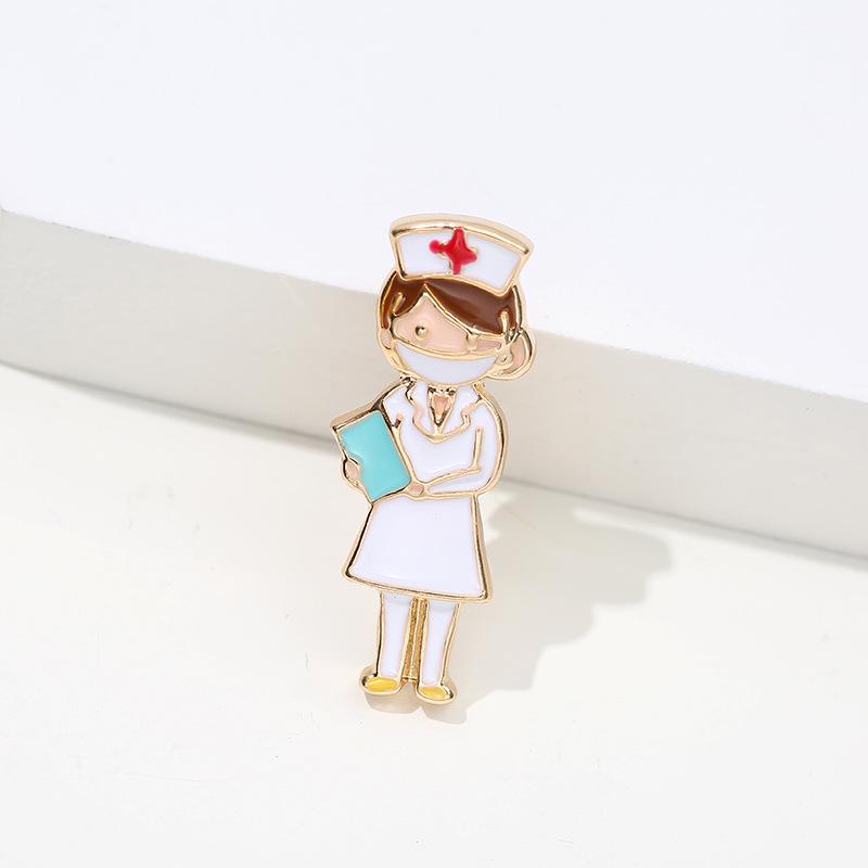 Wuhan Hospital Epidemic Prevention Brooches: Cartoon Series with Thermometers, Caring Doctors, Nurses, and More Creative Designs.
