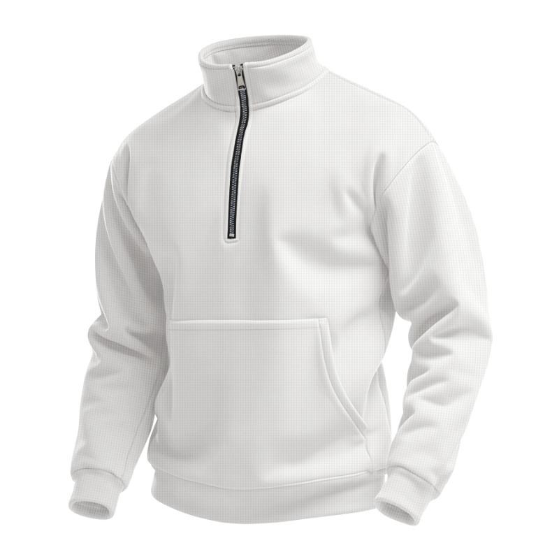 European and American cross-border men's waffle autumn casual outdoor turtleneck half-zipper pocket pullover long-sleeved sweater