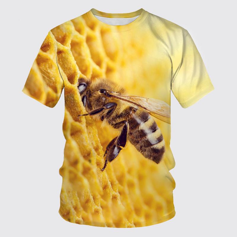 Funny Honey Bee Graphics T-Shirts Summer Fashion Short Sleeve Animal 3D Printed Loose Casual Harajuku Men's T-shirts