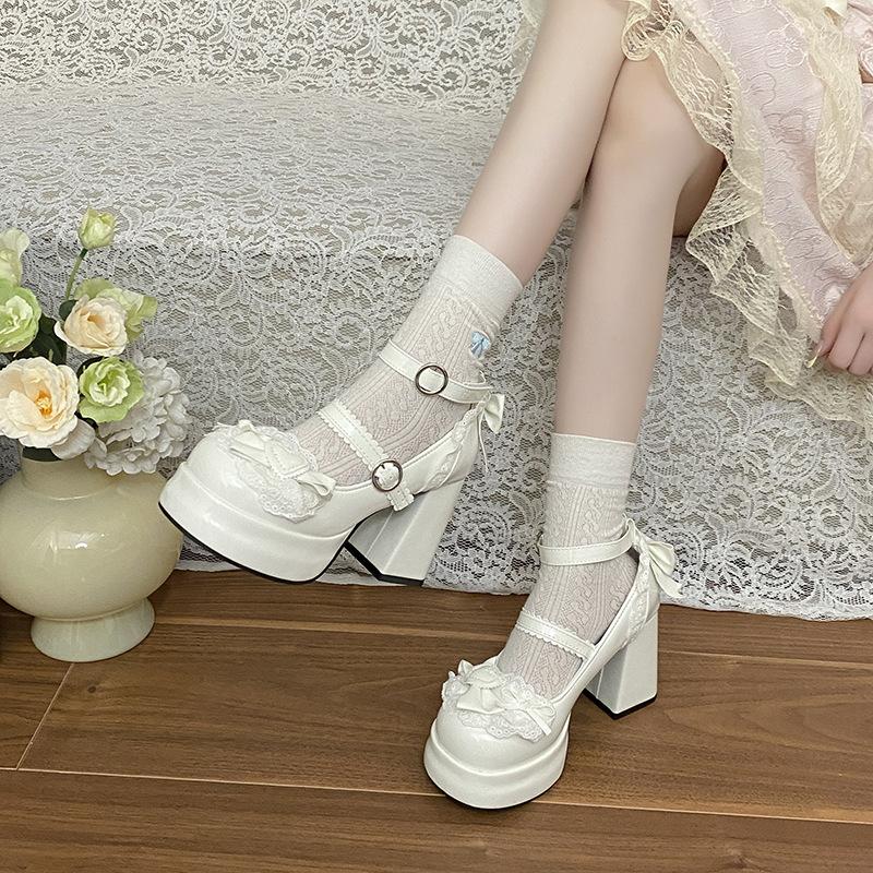 2025 New Bow High-heeled Lolita Shoes Sweet Round Head Original Women's Shoes Dream Heels Fashion Lo Shoes