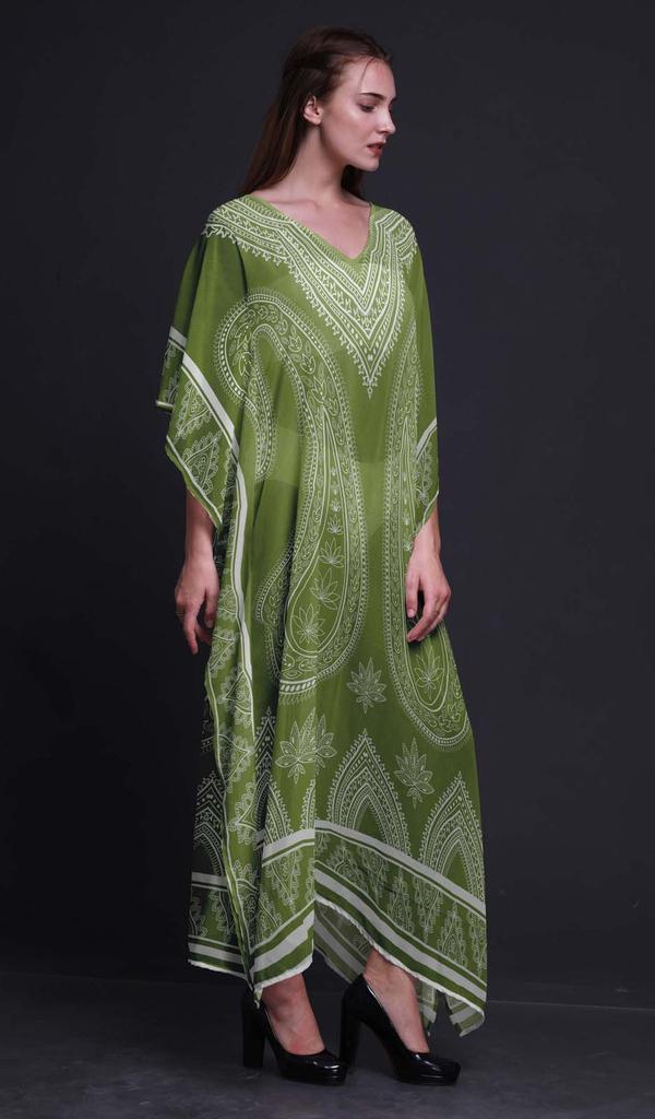 Phagun Floral & Paisley Beach Kaftan Bikini Cover Up Womena    S Maxi Dress Long