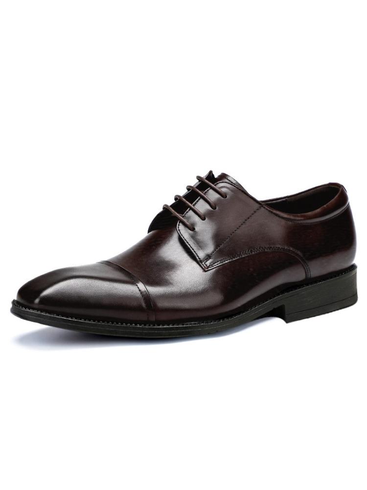 Fashion Men's PU Leather Square Toe Derby Shoes Classic Lace-Up Business Casual Formal Wedding Shoes Comfortable Non-Slip Oxfords