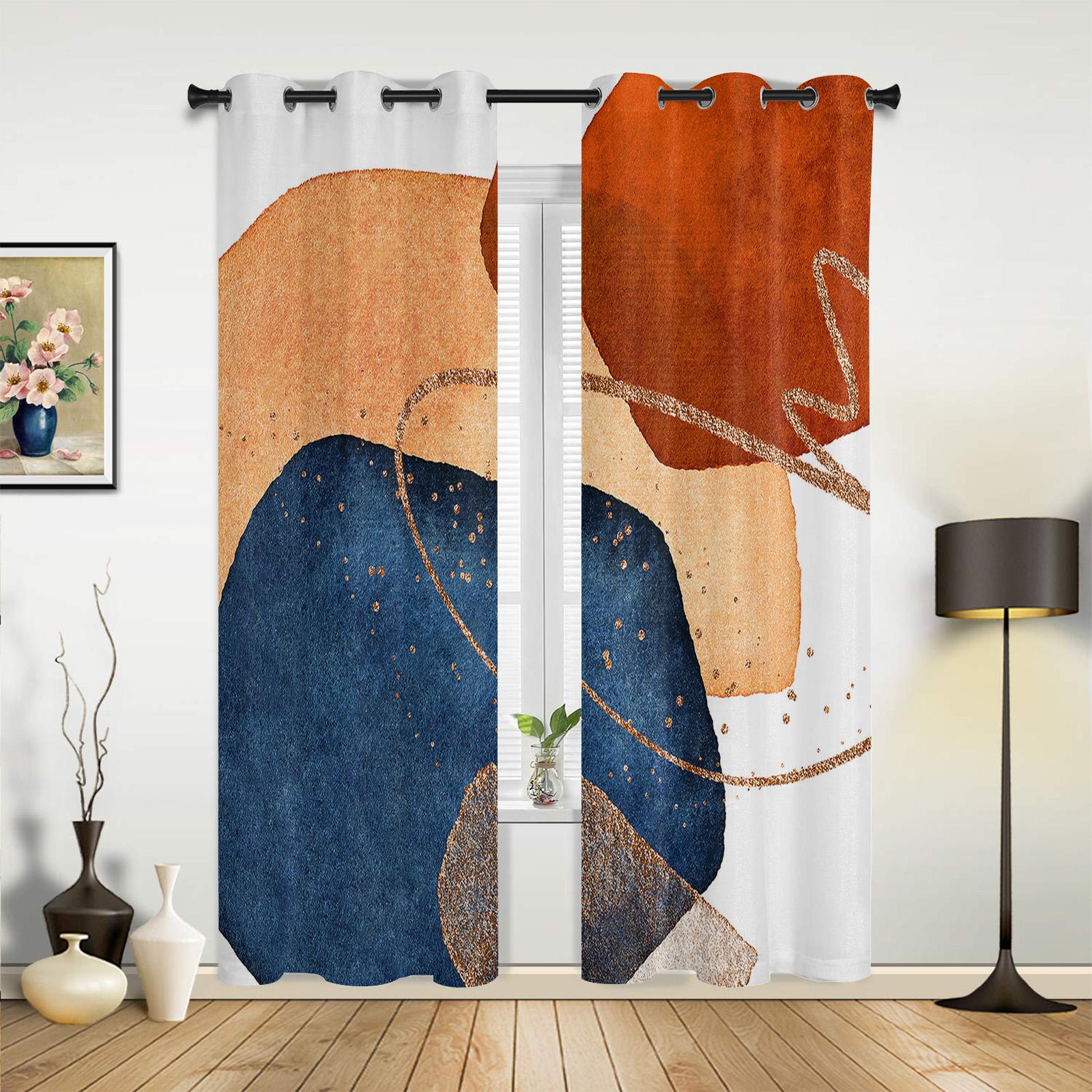 Геометрические абстрактные художественные современные оконные шторы для гостиной — фото 3