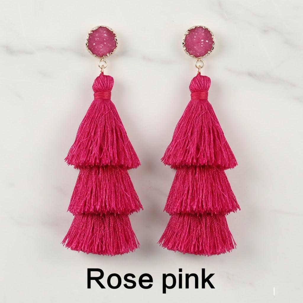 Bohemian Tassel Earrings Colorful Layered Dangle Drop Jewelry Gift for Women Christmas Birthday Party