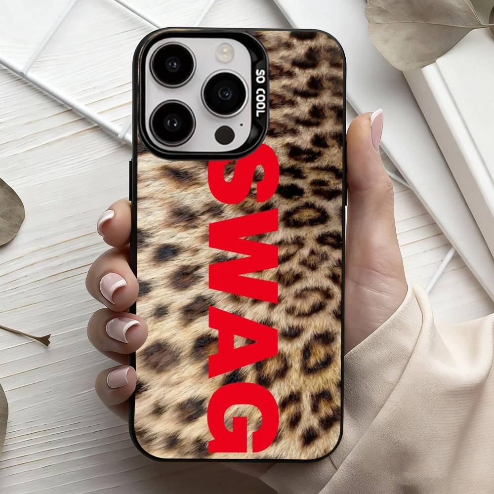 C-Clmj L-L-Leopard P-P-Print SWAG Phone Case For iPhone17,16,15,14,13,12,11 Plus,Pro Max Black Candy silver phone case iPhone15