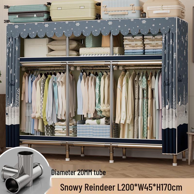 Sturdy Reinforced Steel Frame Fabric Wardrobe for Home & Bedroom Use