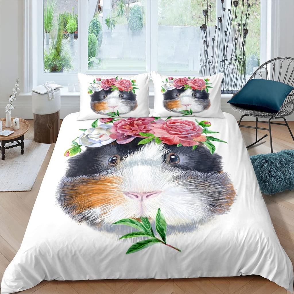Guinea Pig Beding Set Lovely Mouse 3D Soft Duvet Cover Animal Warm Comforter Cover For Children Kids Young Boys Young Girls Ten Soft Twin Comfortable
