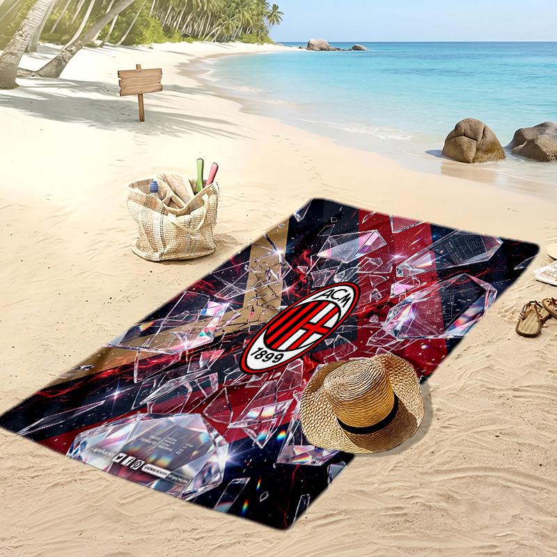 Asciugamano da Spiaggia Stampato AC Milan Asciugamano Morbido ad Asciugatura Rapida Coperta da Spiaggia Rettangolare Grande Portatile per Viaggi Piscina
