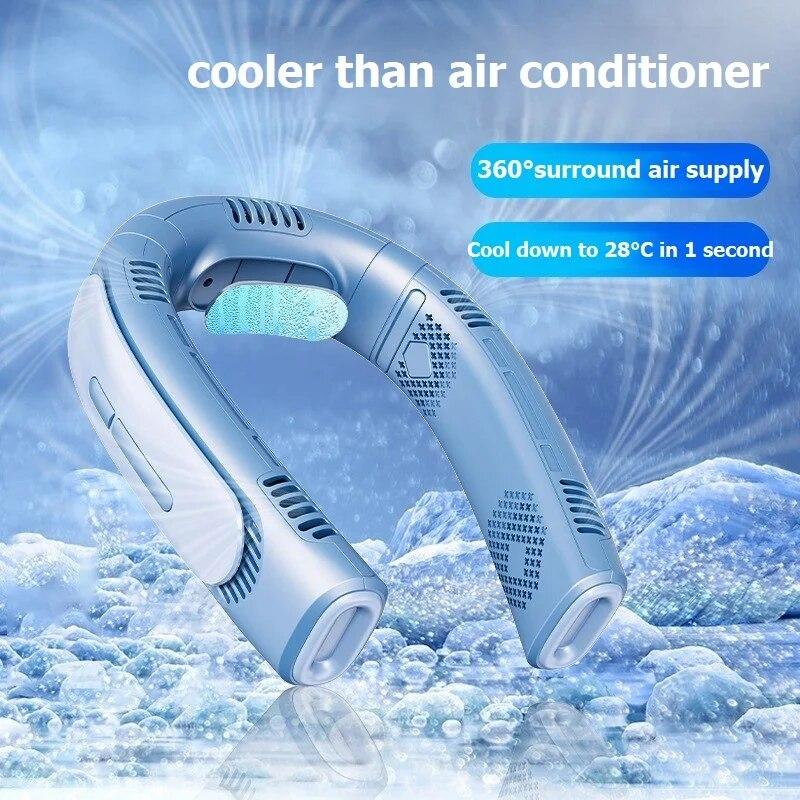 

Новый портативный охлаждающий вентилятор с пятиядерным двигателем, летний шейный вентилятор, 6000 мАч, USB перезаряжаемый, 360°, бесшумный безлопастный вентилятор с объемным ветром белый