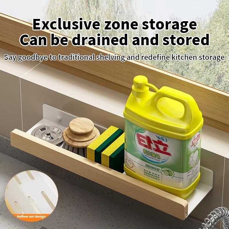 Cream Style Kitchen Storage Rack, Wooden Seasoning Rack, Wall Mounted Seasoning Bottle And Jar Supplies, Solid Wood Rack