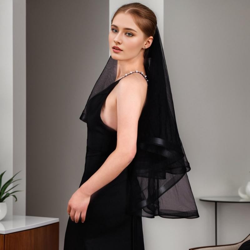 Sheer Veil Bridal Veil Bride To Be Gift, Bridal Shower, Wedding Black Veil
