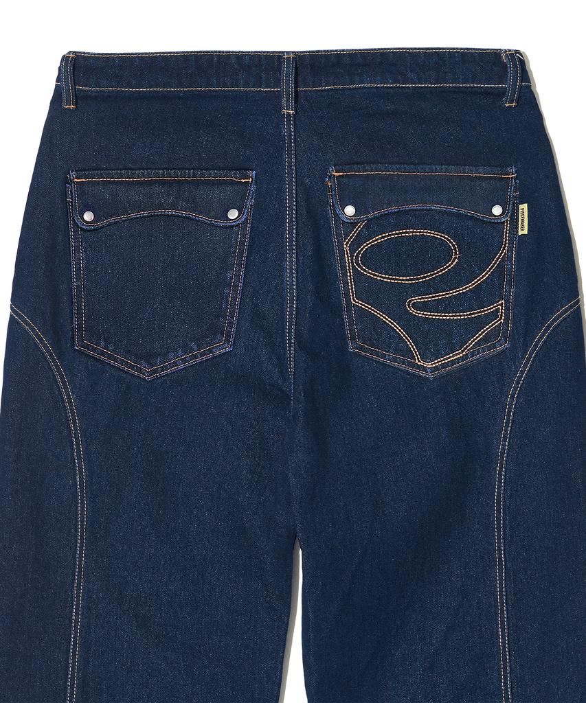 PEACE MAKER Divide Stitch Balloon Denim Pants (Indigo)