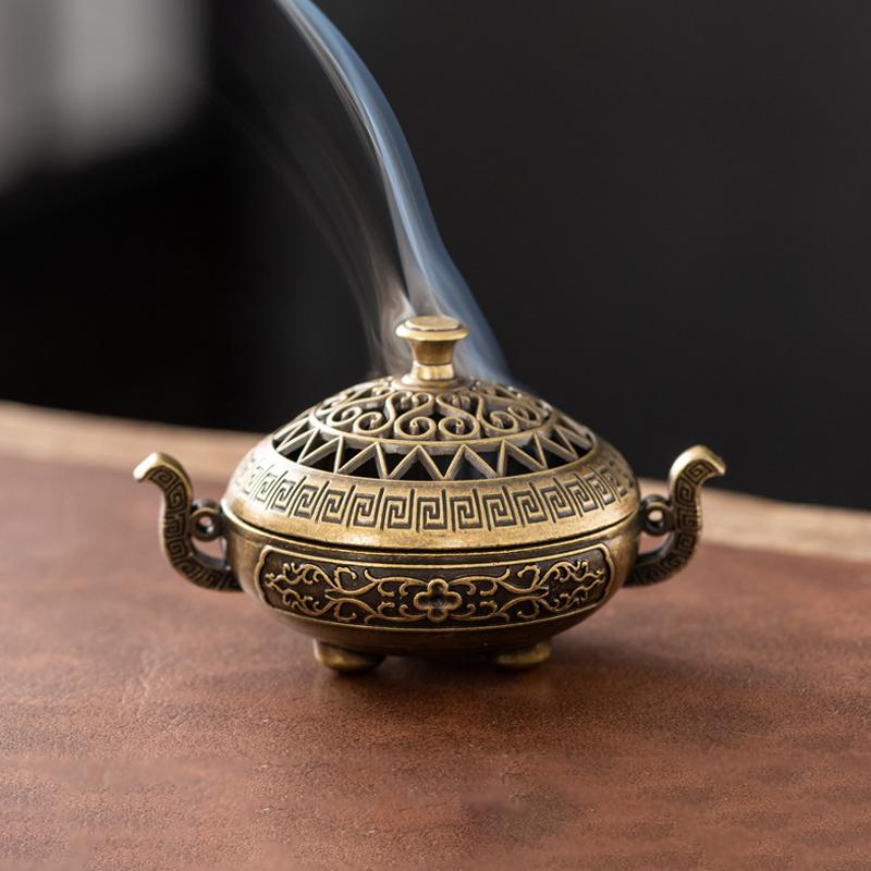 Mini Alloy Hollow Burner Vertical Incense Holder Home Office Desk Decoration Creative Portable Aromatherapy Burner gift for man