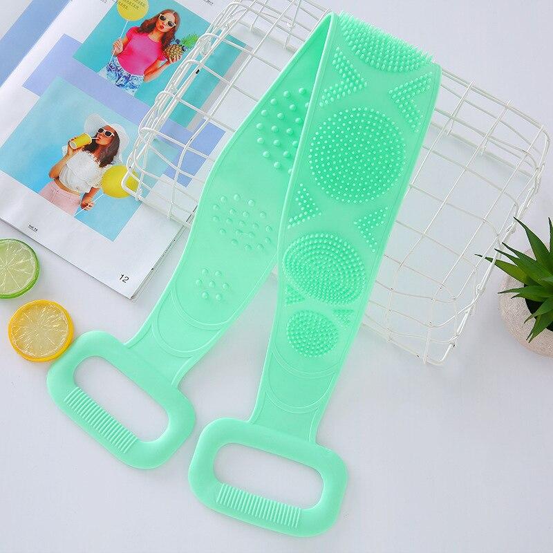 Bath Brush Double Sided Silicone Strong Back Scrubbing Towel Long Strip Belt Convenient Bath Cleaning Massage Brush