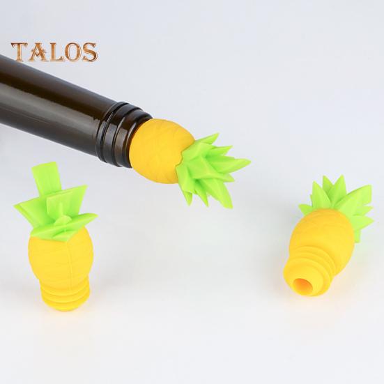 Wine Stopper Variety Styles 3D Pineapple Design Silicone Wine Glass Charms Easy To Use Leak Proof Wine Stopper