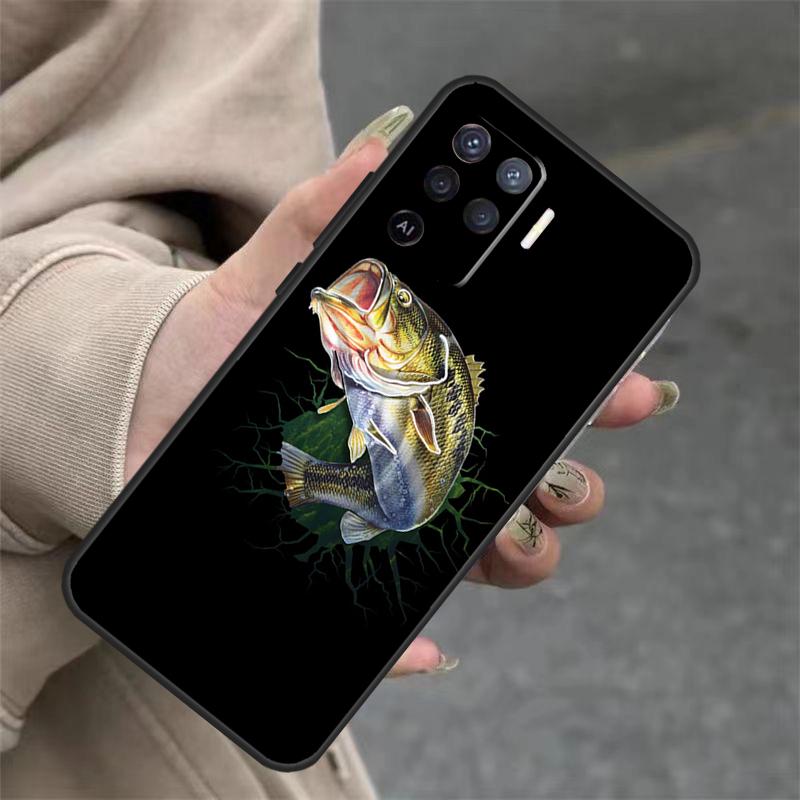 Bass Fishing Case For OPPO A96 A76 A16 A98 A78 A58 A5 A9 A15 A17 A77 A52 A72 A53S A57S A54 A74 A94 Cover