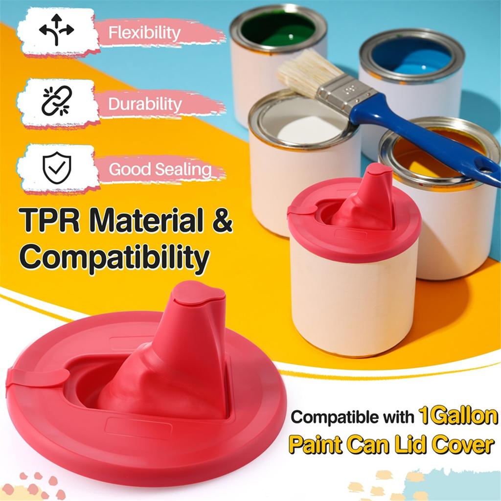2025+ 2 Pack Foldable Paint Can Lid Cover with Spout & Air Hole for 1 Gallon Container, Secure Seal with Built in Spout