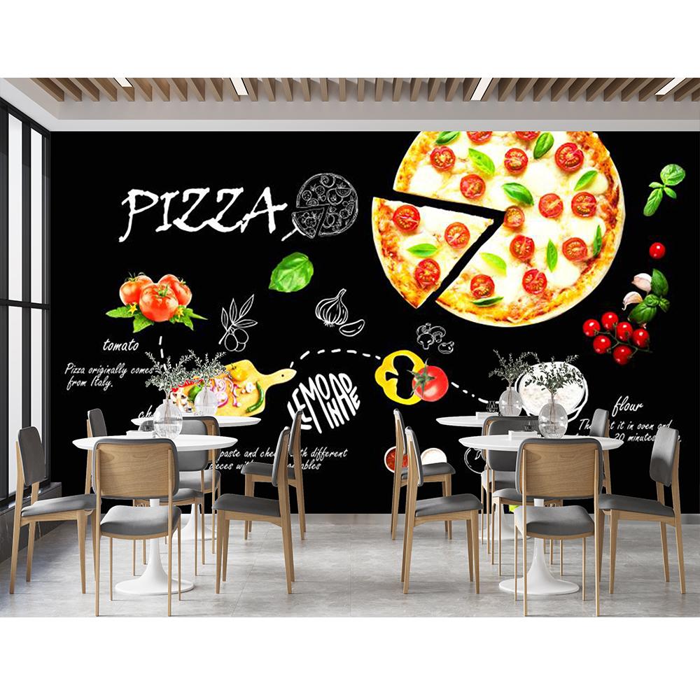 Mural ścienny 3D Pizza Tapeta do sklepu z pizzą, Zdejmowalna duża tapeta z pizzą i BBQ