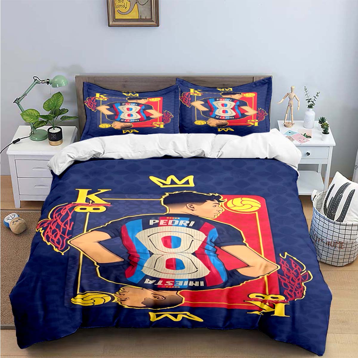 

Spain Fashion Football Star P-Pedri Print Bedding Sets Bed Supplie Set Comforter Set Teens Girls Twin Single Kid Gift EU SK(260*220cm)3pcs
