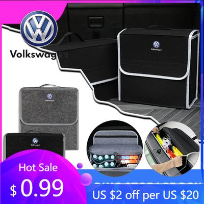 2026 Hot For Volkswagen VW 1Pcs Car Soft Felt Storage Bag Organizer Cars Foldable Trunk Car Goods For Volkswagen Golf-5 6 7 MK6