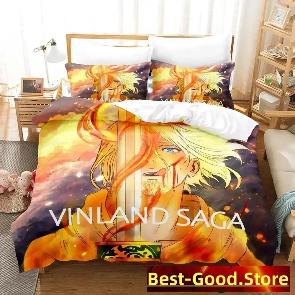 Vinland Saga Bettwäsche-Set, Bettbezug, Laken, bedrucktes Bettwäsche-Set, Kissenbezug, Bettdecke, Doppelbett, Queensize, Kingsize, Schlafzimmer