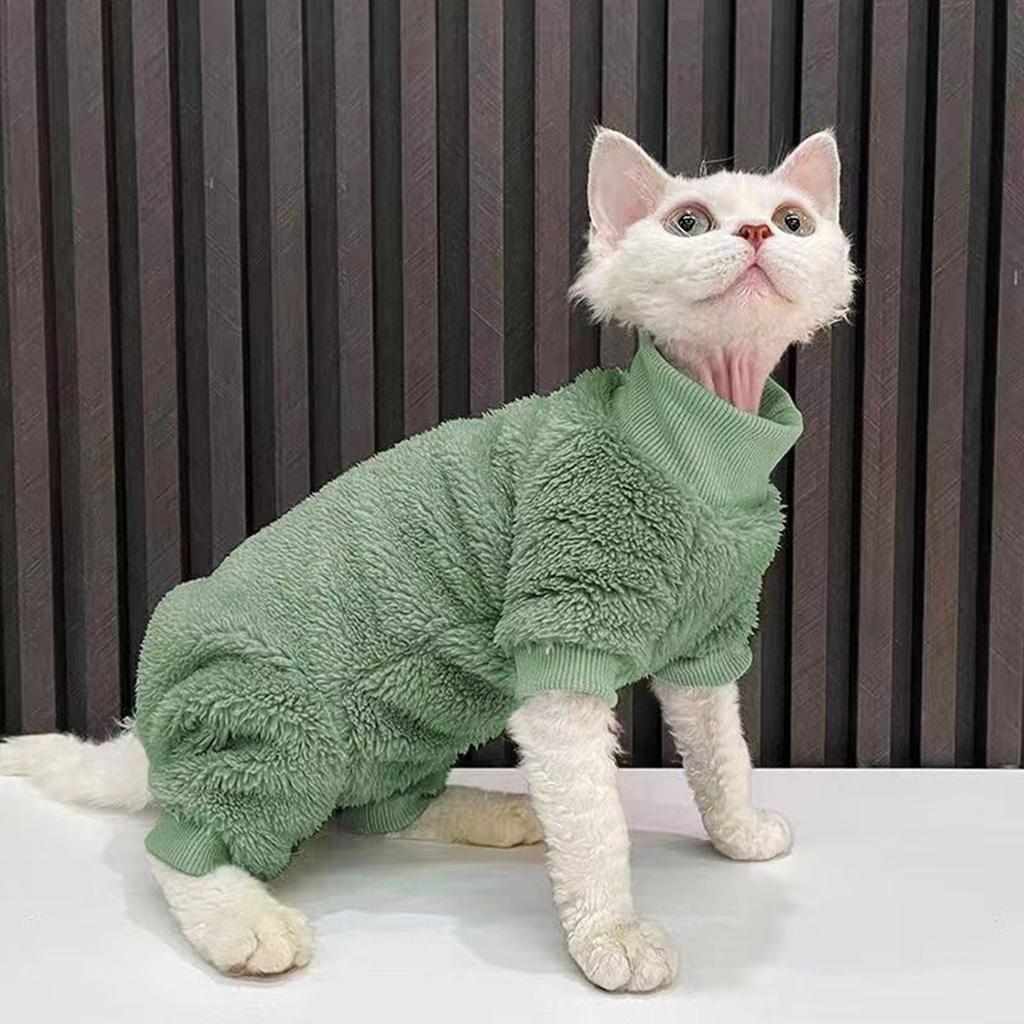 Einfarbiger Katzenpullover für kleine bis große Katzen Winddichter dicker Mantel für Winter Outdoor