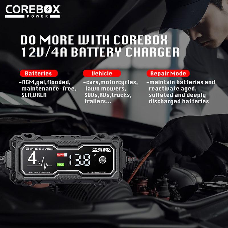 4A Car Motorcycle Battery Charger Multiple Protection LCD Display Intelligent Chargers 12V Pulse Repair AGM Battery Charger