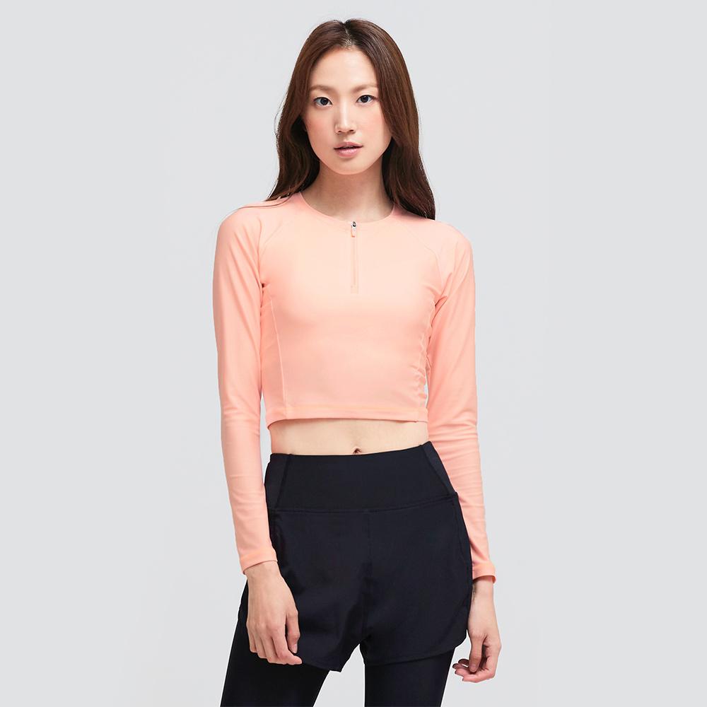 BARREL Women'S Ocean Crop Zip-Up Rash Guard Coral Veil (Bi2Wwrg17Cbi)