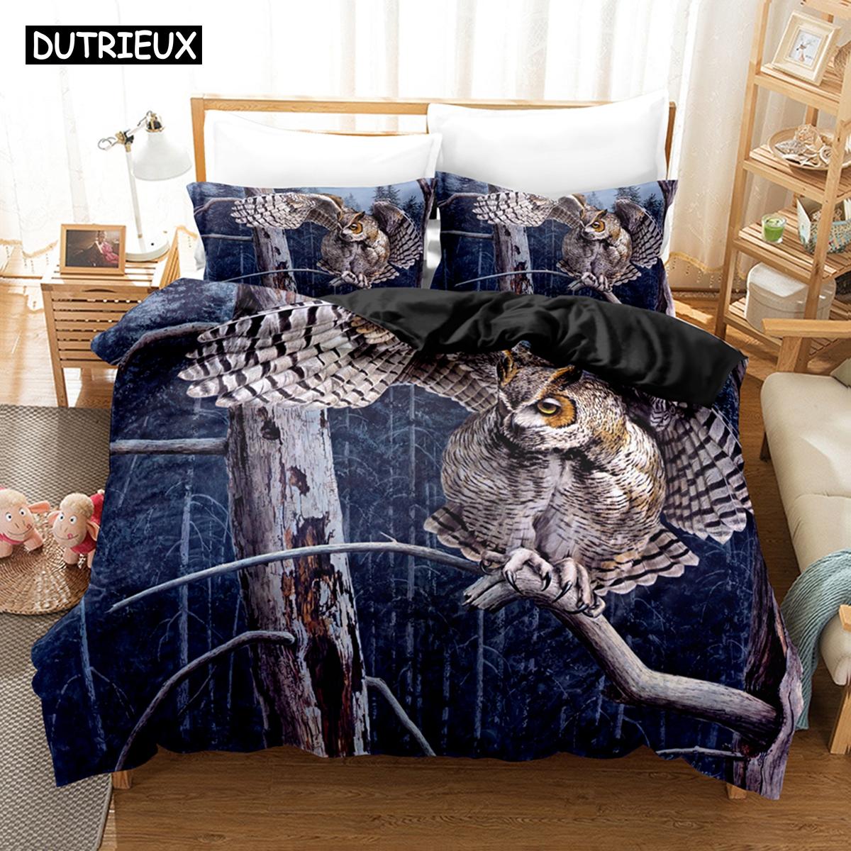 

Pillowcase Twin Full Queen King Bedclothes Bed Linen with 3D The Owl Bedding Sets Duvet Cover Set Durable Durable EU single(135x200cm)