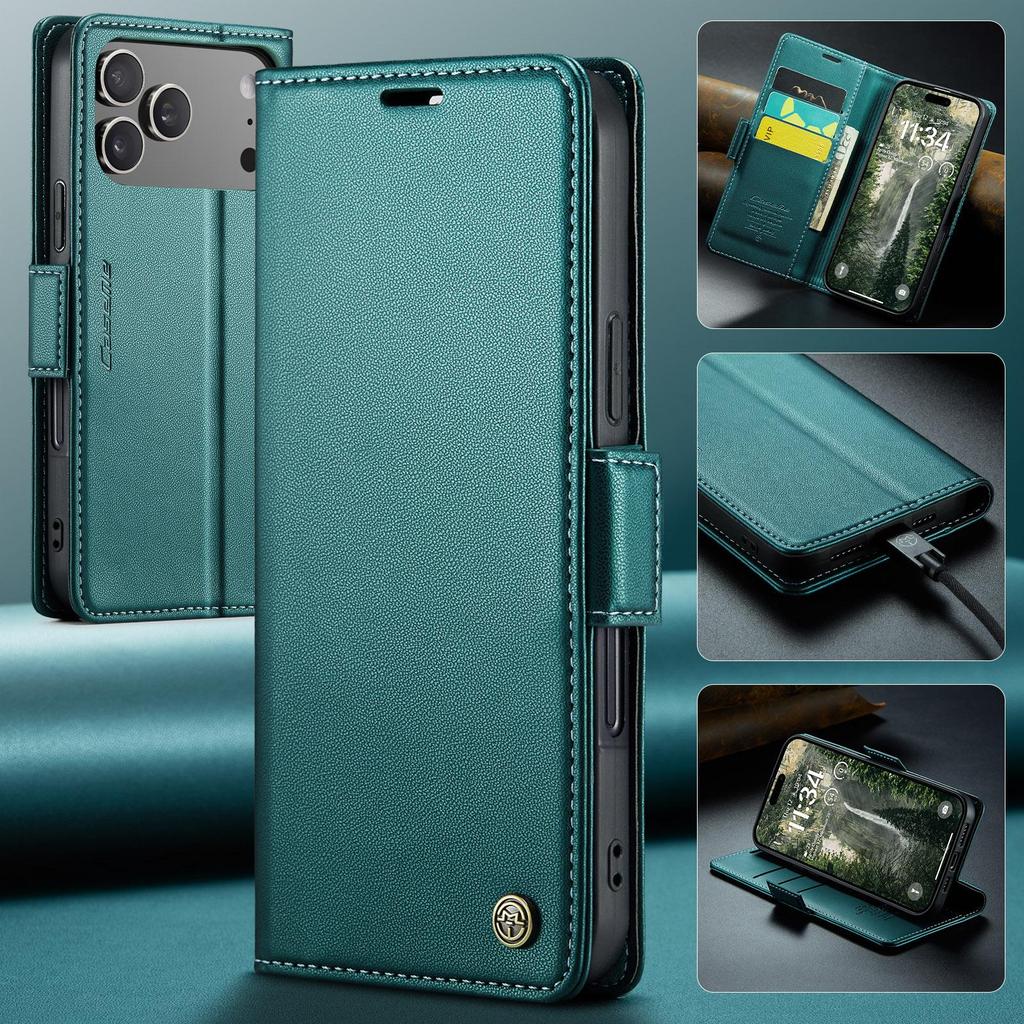 CaseMe-023 Flip Leather Case For iPhone 17 Pro Max Luxury Magnetic Wallet Card Slots Cover Stand Protectives Skins Shell