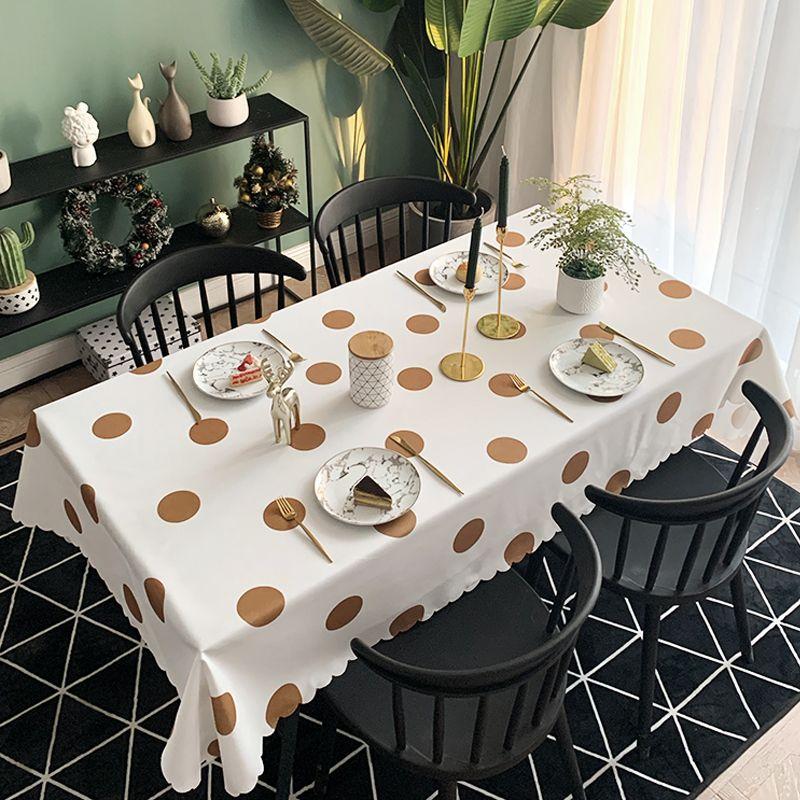 

Oil-Proof Thickening Nordic Simple TPU Composite Film Fabric Rectangular Waterproof Oven Mitts Disposable Coffee Table Placemat Tablecloth Mega White Gold Dot 90*90 coffee table
