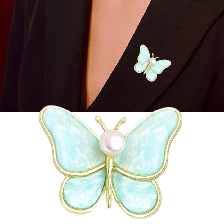 Butterfly Wing Brooch Pearls Inlay Jewelry Comfortable Wear Alloy Materials Reliable Clasp Designs