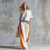 1116 popular European and American style contrasting colors loose wide-leg pants set women's casual fashion two-piece set summer printed top